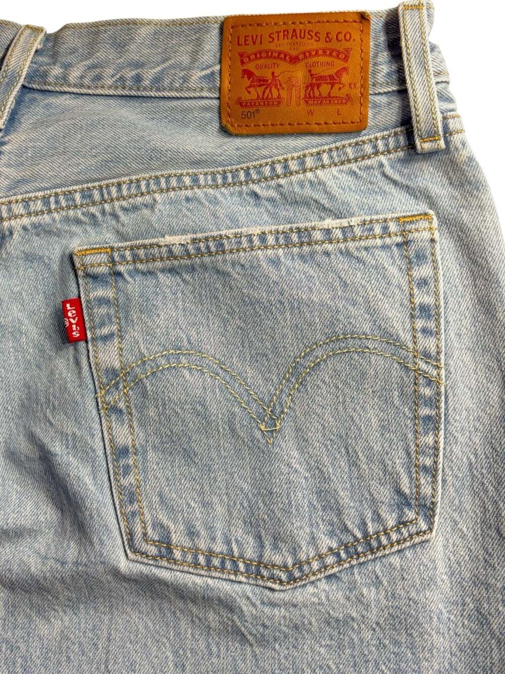 Levi's 501 Original Fit Light Wash Jeans with Eyelet Hem Detail - Picture 5 of 11